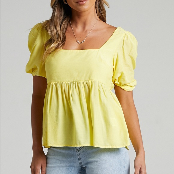 Showpo. BABYDOLL TOP IN BUTTER YELLOW - Picture 4 of 8